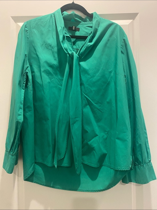 J. Crew Tops - J. Crew Emerald Tie-Neck Long Sleeve Blouse